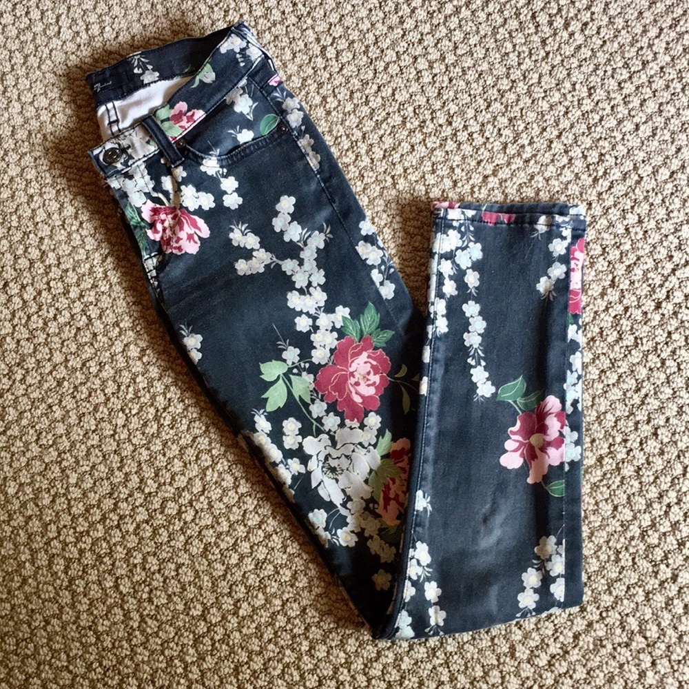 7FAM Floral Skinny Stretch Jeans